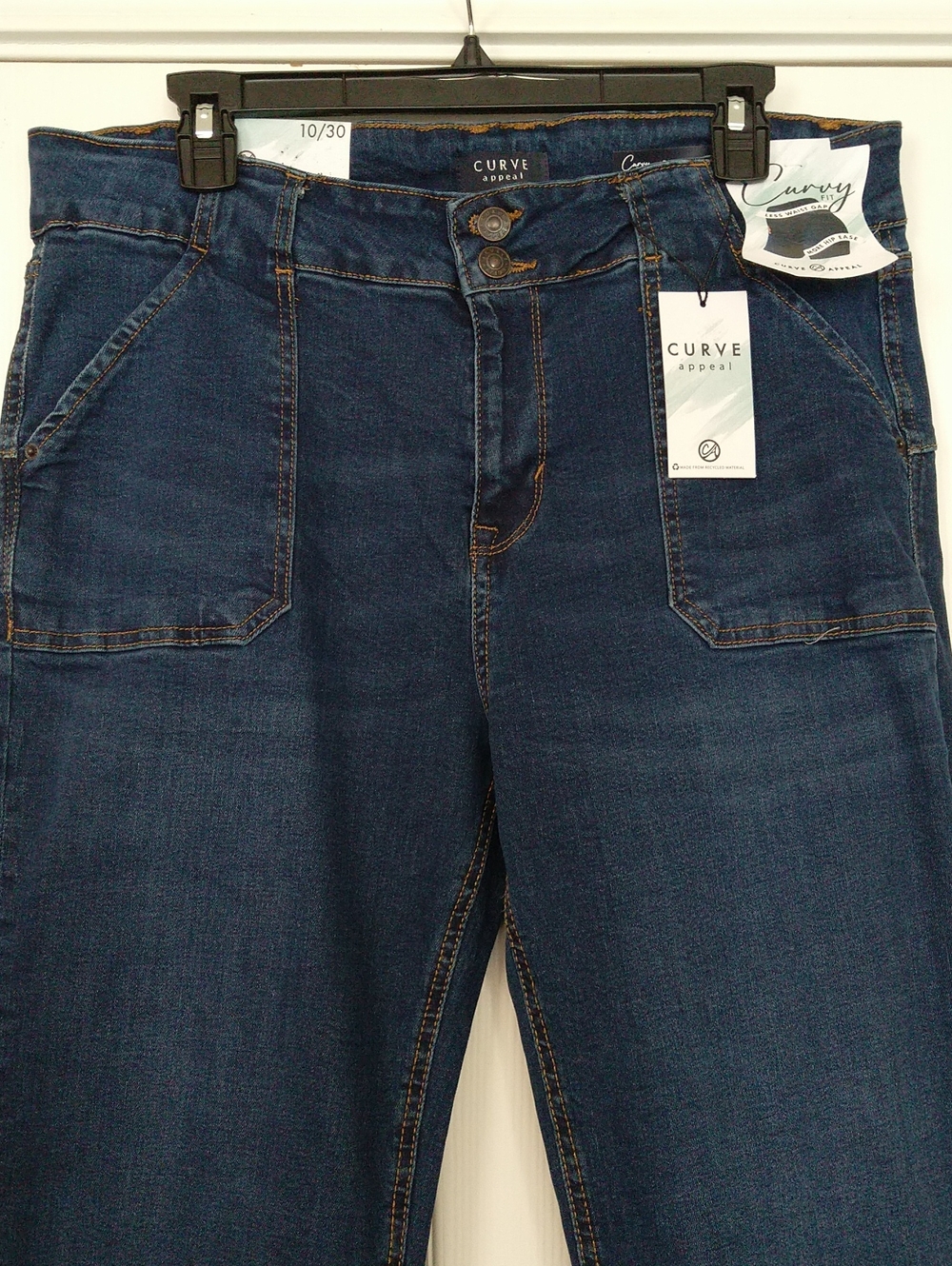 Curve Appeal High Rise Curvy Fit Flare Blue Denim Jeans With Patch Pockets NWT